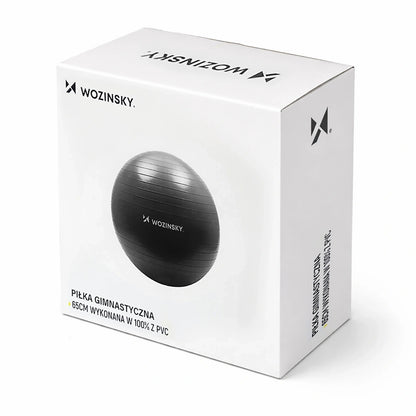 WOZINSKY Gymnastic ball for rehabilitation exercises with a pump, 65 cm - black – image 2