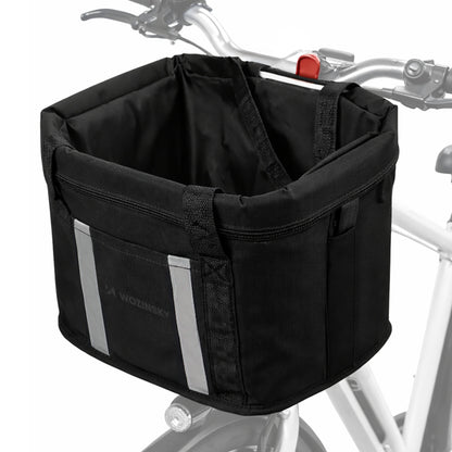 WOZINSKY Large fabric bicycle basket with handlebars - black
