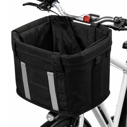 WOZINSKY Large fabric bicycle basket with handlebars - black – image 2