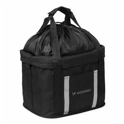 WOZINSKY Large fabric bicycle basket with handlebars - black – image 3