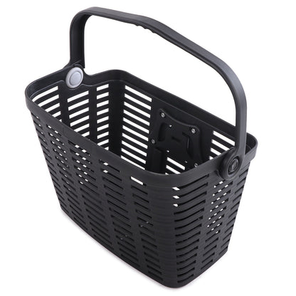 WOZINSKY Plastic bicycle basket with handlebars - black