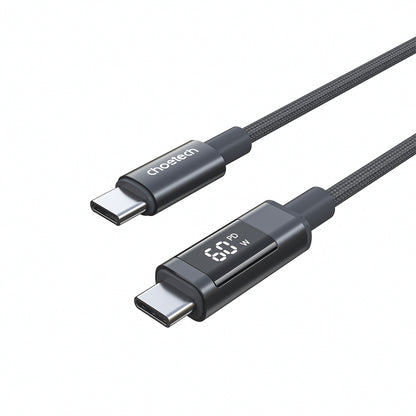 CHOETECH USB-C cable with PD 60 W display, 1.2 m - black