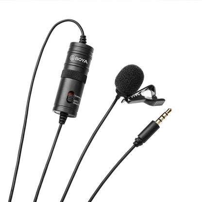 BOYA Wired lavalier microphone for smartphones and cameras, powered by a 3.5 TRRS battery - black