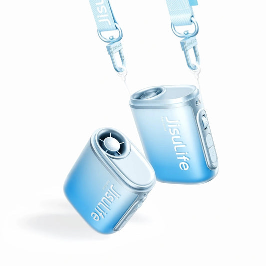 Jisulife Portable mini fan with lanyard 4500mAh - blue
