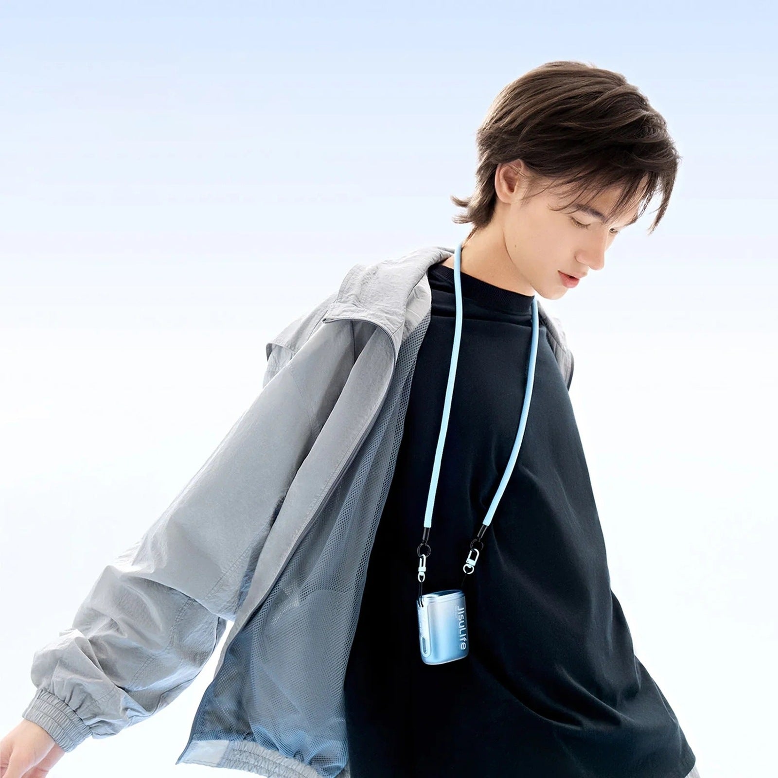 Jisulife Portable mini fan with lanyard 4500mAh - blue – image 4