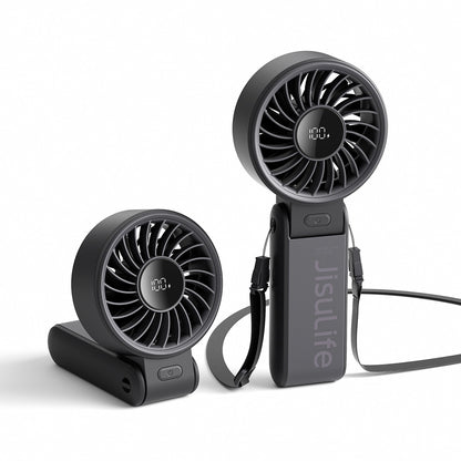 Jisulife Mini fan portable fan 5 speeds 3600mAh USB-C - black – image 2