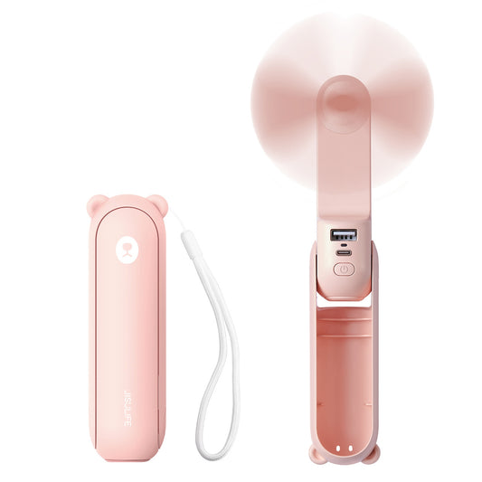 Jisulife Mini portable fan with power bank function and flashlight 2000mAh - pink