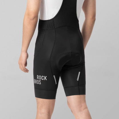 ROCKBROS Men's short cycling shorts with suspenders and insert, Size M - black – image 7