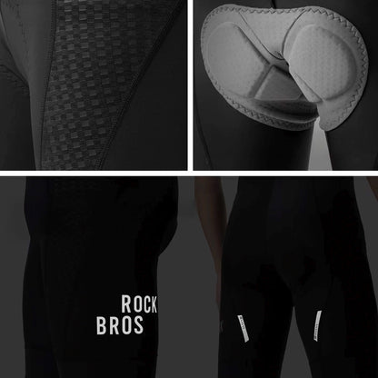 ROCKBROS Men's short cycling shorts with suspenders and insert, Size XL - black – image 9