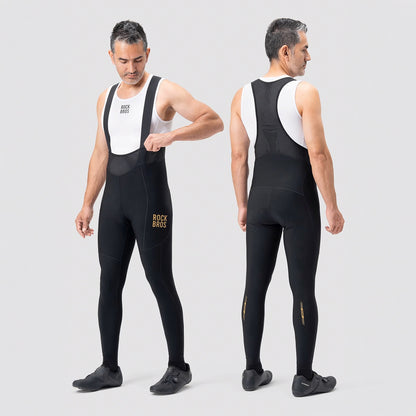 ROCKBROS Long fleece cycling trousers with suspenders with insert. Size XL - black – image 11