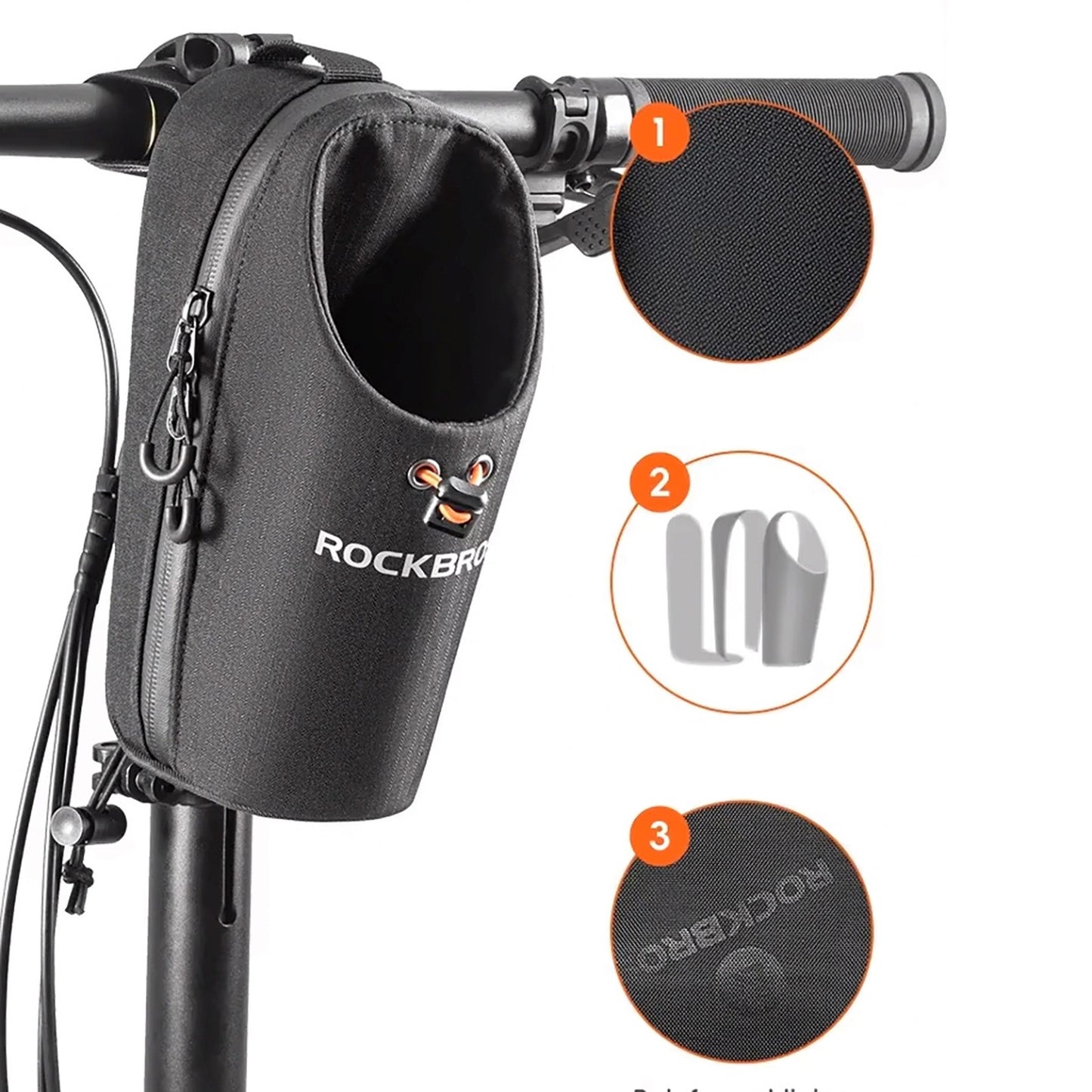 ROCKBROS Scooter handlebar bag with space for a 1.5L water bottle - black – image 6