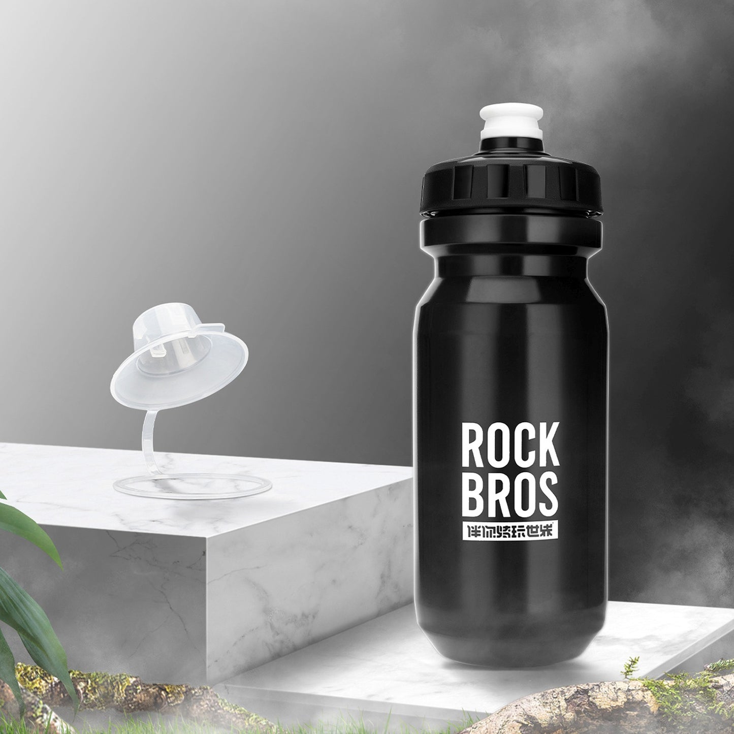 ROCKBROS Bicycle bottle for water drinks 600 ml - black – image 3