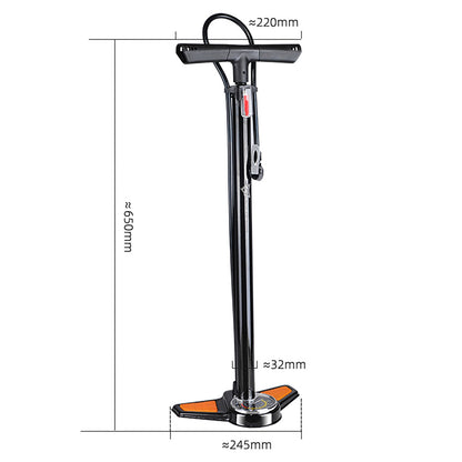 ROCKBROS Floor bicycle pump with pressure gauge - black and orange – image 2