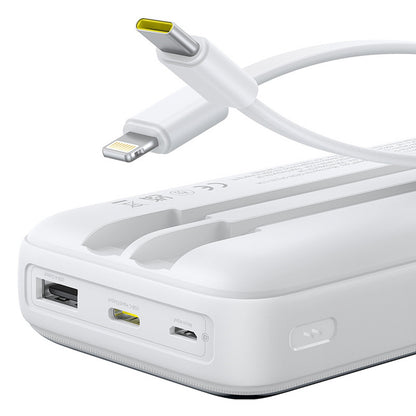 BASEUS Powerbank 20000mAh 22.5W USB-A USB-C with built-in USB-C iPhone Lightning cables - white – image 5