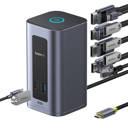 BASEUS HUB docking station 12in1 USB-C to USB-C USB-A HDMI DisplayPort Rj45 - gray – image 2