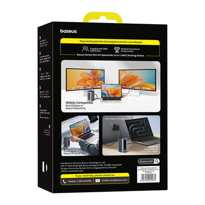BASEUS HUB docking station 12in1 USB-C to USB-C USB-A HDMI DisplayPort Rj45 - gray – image 5