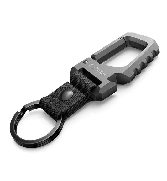 Tech-Protect Keychain with carabiner and bottle opener - black and gray