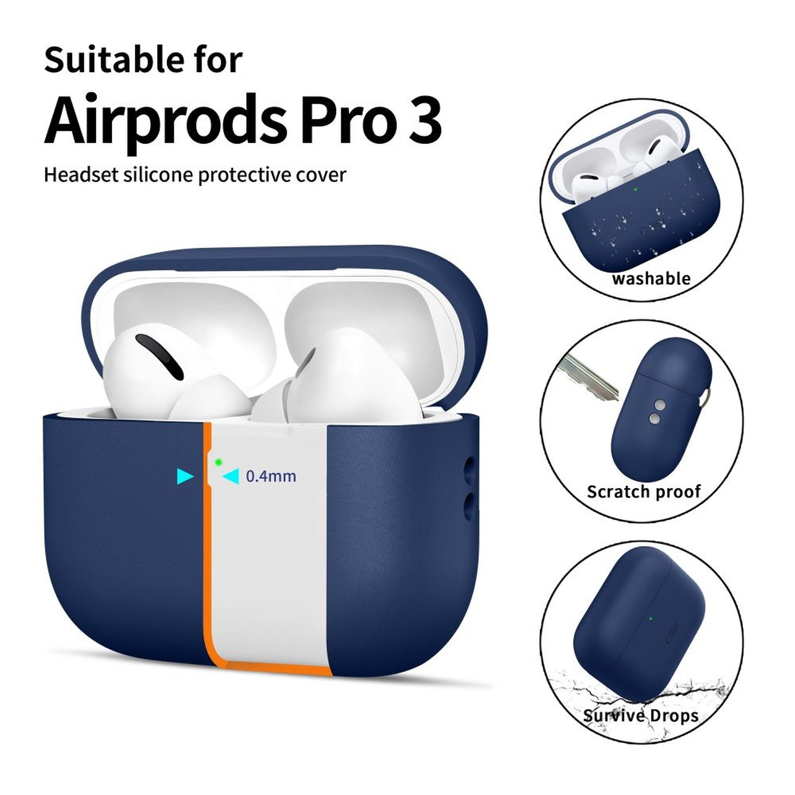 Tech-Protect Silicone case for AirPods Pro 3 - navy blue – image 4