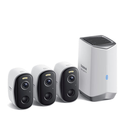 BASEUS Outdoor surveillance kit 3 cameras base station 2K 16GB 7800mAh - white