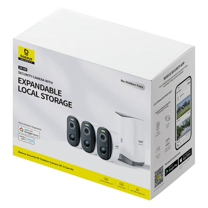 BASEUS Outdoor surveillance kit 3 cameras base station 2K 16GB 7800mAh - white – image 3