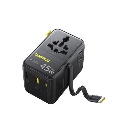 BASEUS 6in1 travel adapter with retractable USB-C cable 70W - black – image 11