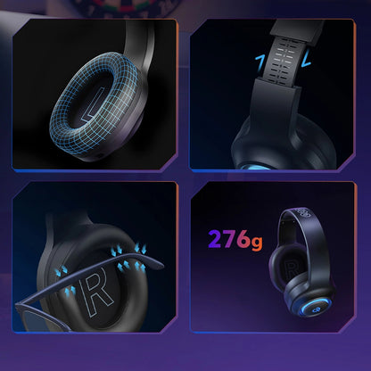 QCY Gaming headphones, 7.1 sound, detachable microphone, 3 connection modes - black – image 10