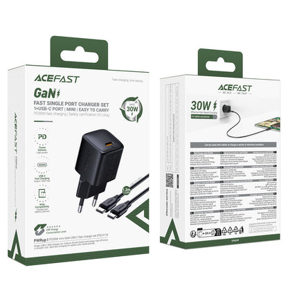 ACEFAST USB-C 30W GaN wall charger with USB-C - Lightning 1.2m cable - black – image 9
