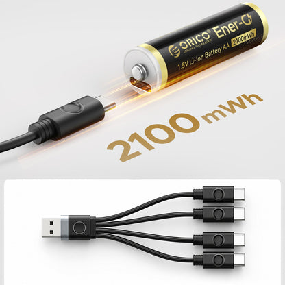 ORICO Lithium battery rechargeable AA 1.5 V 2100mWh USB-C with charging cable - 4 pcs. – image 8