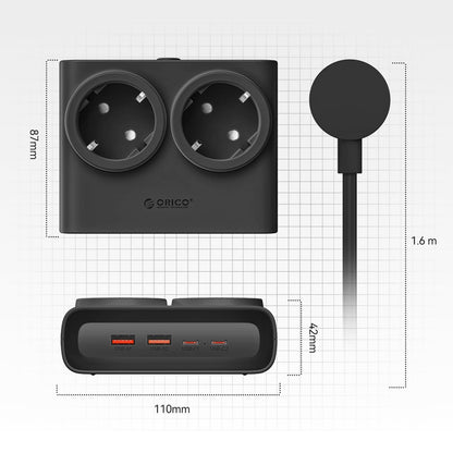 ORICO Power strip 6in1 AC USB-A USB-C 25W - black – image 5