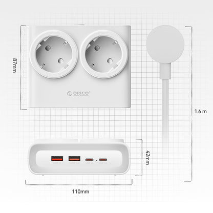 ORICO Power strip 6in1 AC USB-A USB-C 25W - white – image 4