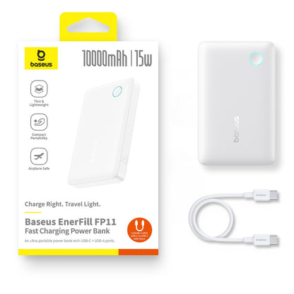 BASEUS Powerbank 10000mAh 15W EnerFill FP11 with USB-C cable 30cm - white – image 10