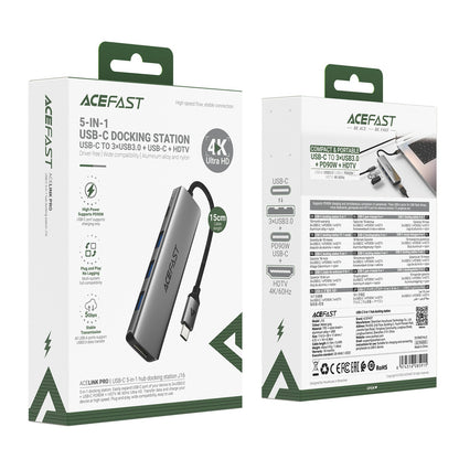 ACEFAST Hub docking station 5in1 USB-C - USB-A USB-C HDMI 4K 60Hz PD 90W - gray – image 5