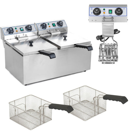 TIMER 2x9L electric double-chamber fryer