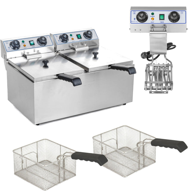 TIMER 2x9L electric double-chamber fryer