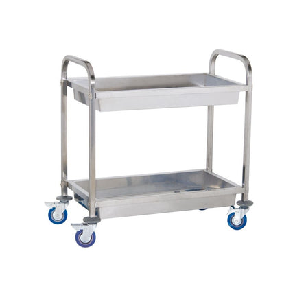 Steel waiter trolley 2 shelves with deep shelves