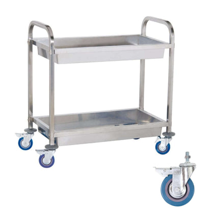 Steel waiter trolley 2 shelves with deep shelves