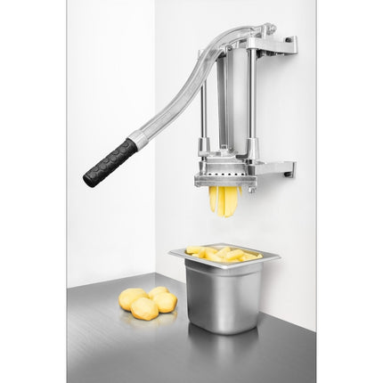 Hand-held potato chip cutter