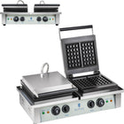 Double rectangular waffle iron for 4 Belgian waffles