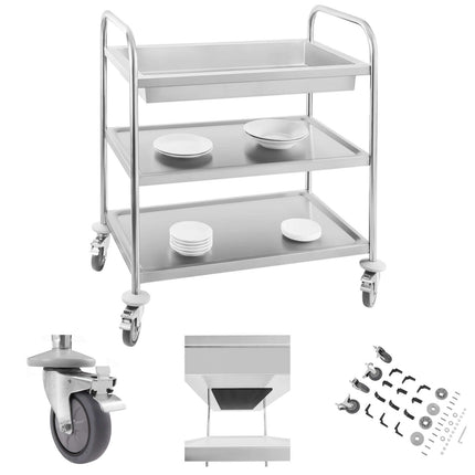 Stainless Steel Waiter Trolley - 3 Shelves Royal Catering