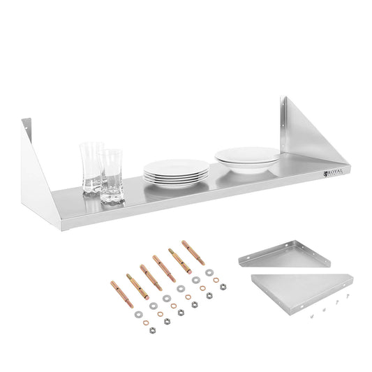Royal Catering Single hanging wall shelf, stainless steel, 90 cm