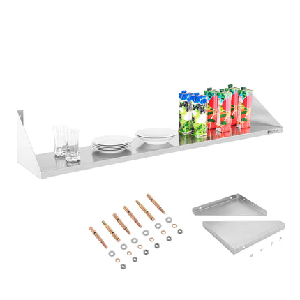 Wall shelf hanging stainless steel single 150cm
