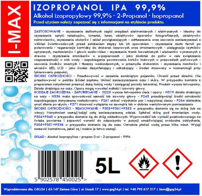 Isopropanol Isopropylalkohol IPA I-MAX 99,9% 5L