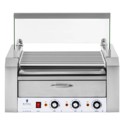 Roller grill with a cover and a warmer drawer for 16 hot dog buns 2200W 230V Royal Catering – image 2