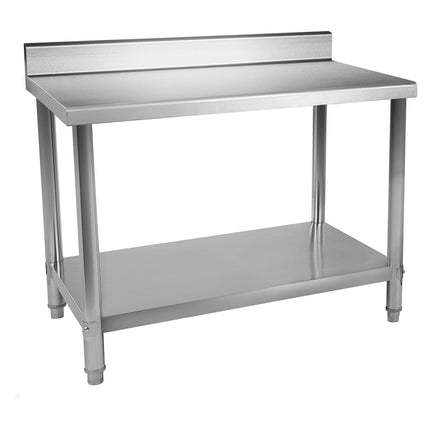 Kitchen table worktop of stainless steel with a roof and lower shelf 100x60cm