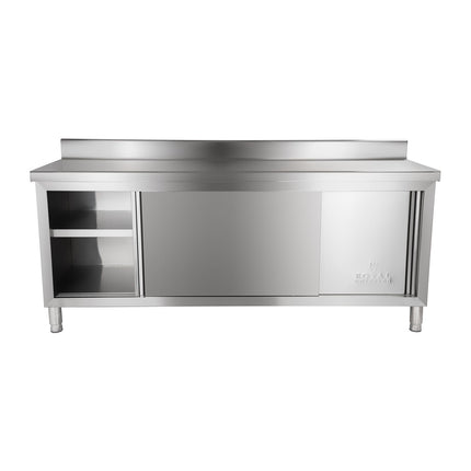 Steel kitchen cabinet with worktop and rant of stainless steel width 200cm