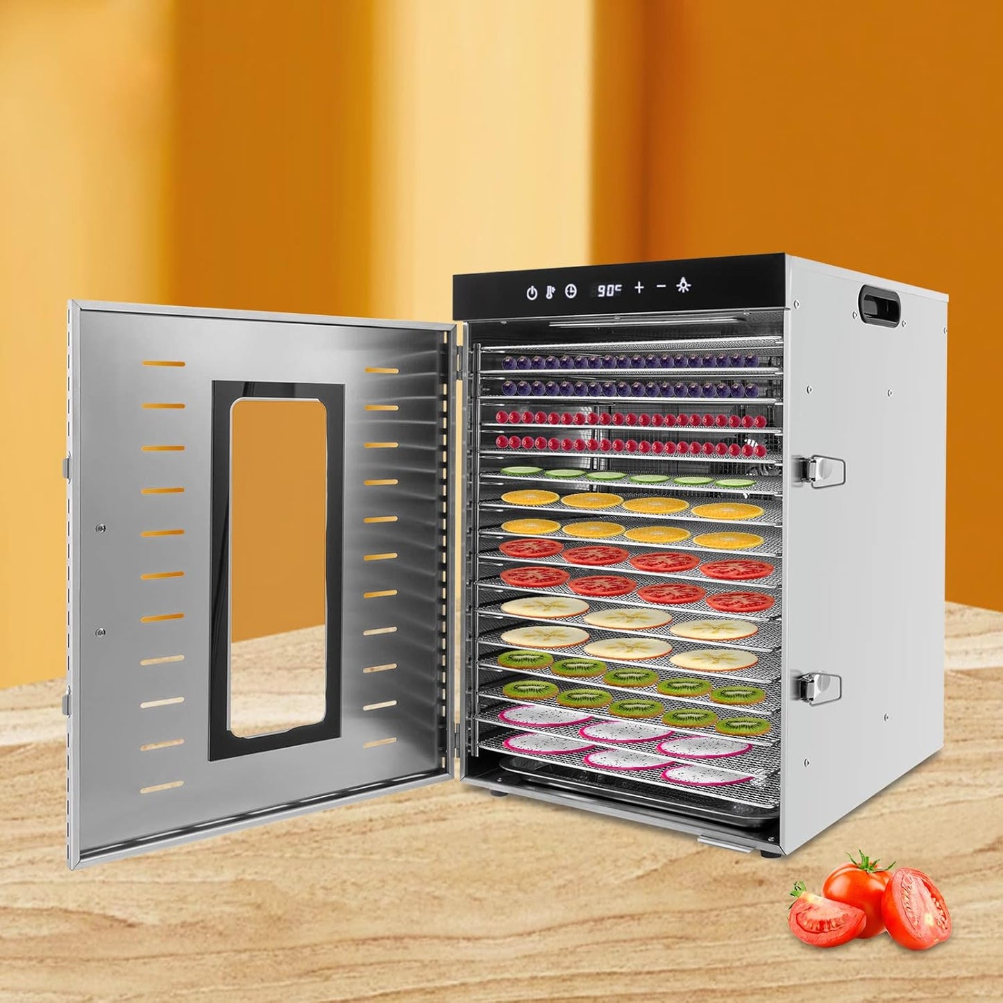 16 Trays Stainless Steel Food Dehydrator, 1500 W Dehydrator, Freeze Dryer, Fruit Dryer for Private Commercial Use 40.5 x 46 x 57.5 cm - Carlat