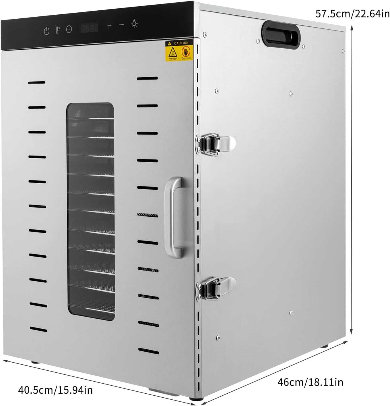 16 Trays Stainless Steel Food Dehydrator, 1500 W Dehydrator, Freeze Dryer, Fruit Dryer for Private Commercial Use 40.5 x 46 x 57.5 cm - Carlat