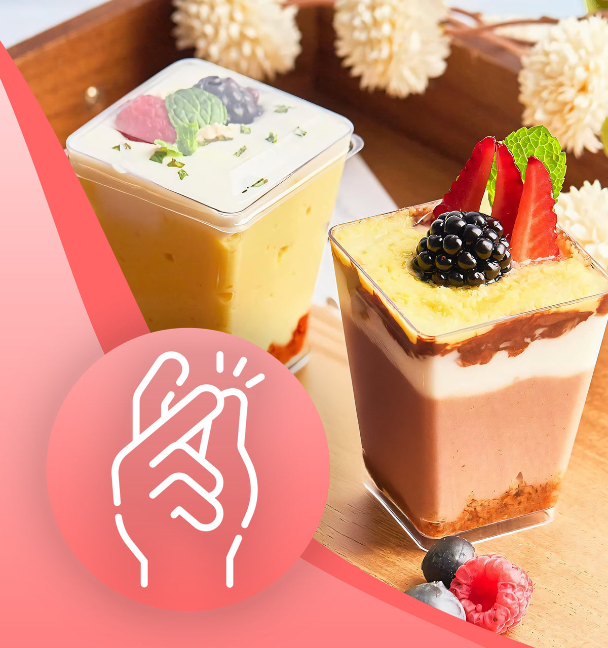 160 ml snack and dessert cups, 20-pack, square dessert container - Carlat