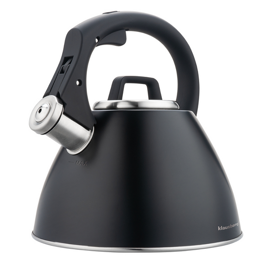 2.5-liter Matte Black Steel Kettle with Soft-Touch Handle, Klausberg KB-7952 - Carlat