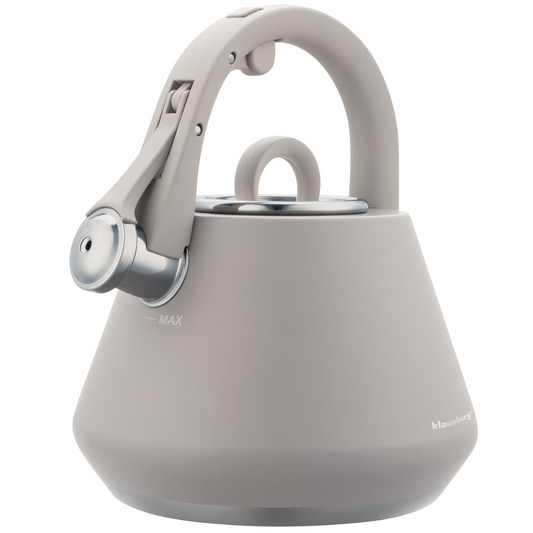 2.5-liter Steel Kettle with Whistle, Matte Gray, Induction Compatible, Klausberg KB-7949 - Carlat